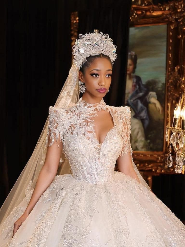 Crystal bridal gown and crown